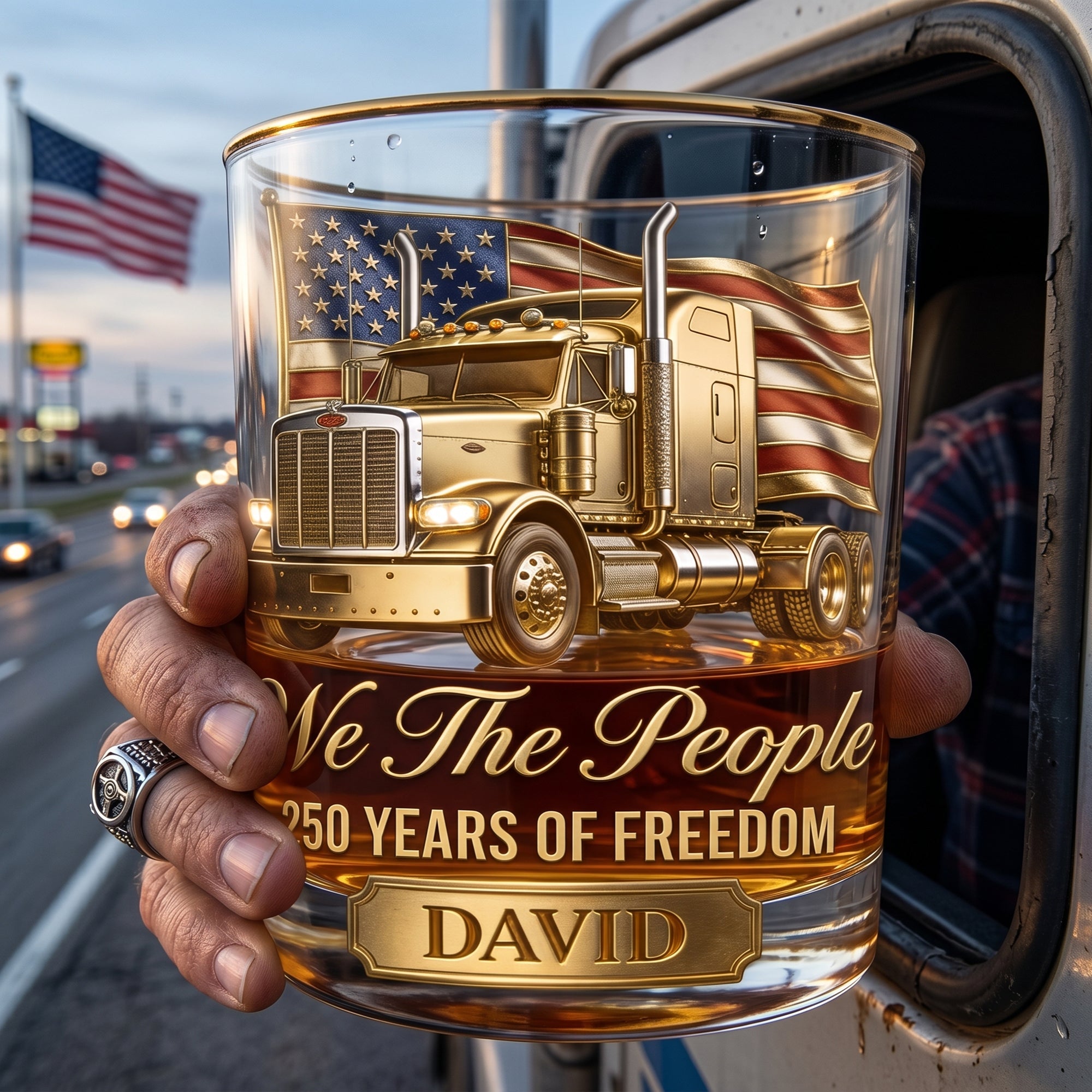 250 Years Of Freedom Round Glass - Personalized Gifts For Trucker Lovers 03pglu110626 Glass PopCulturePrints