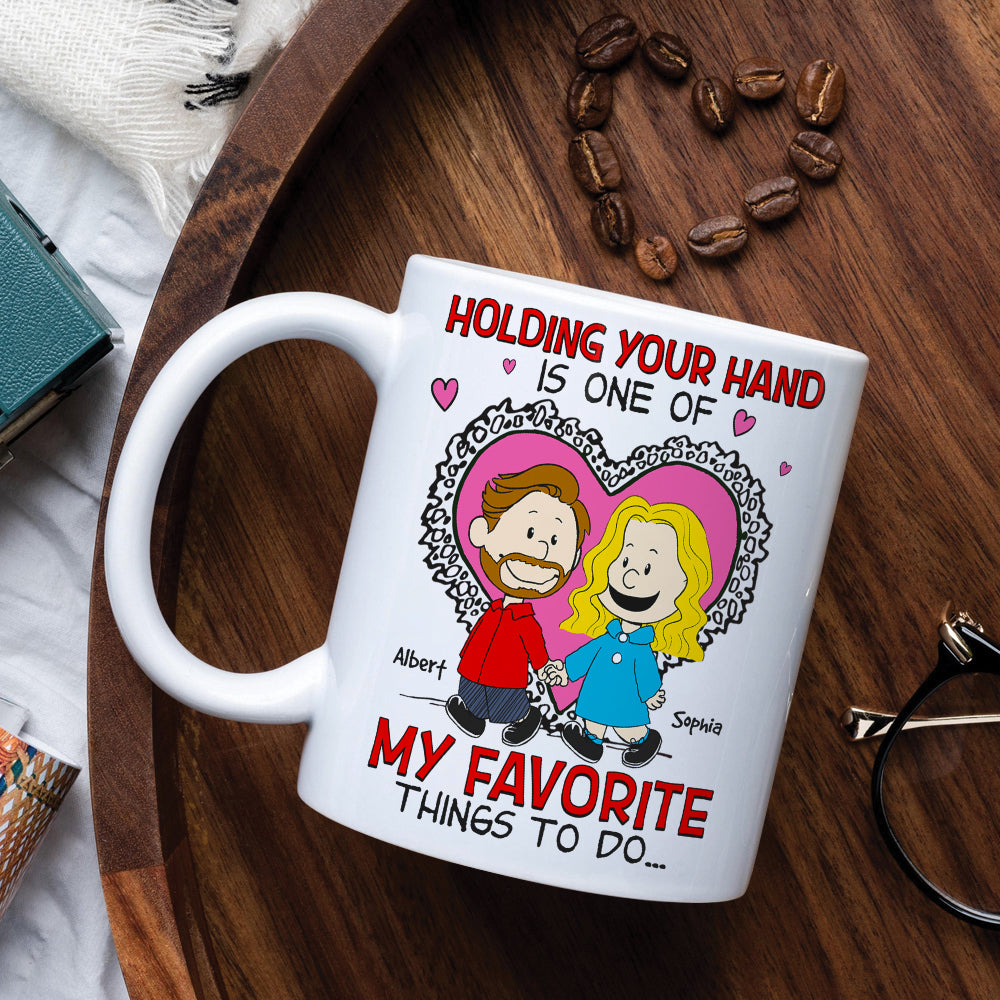 Personalized Cartoon Couple Holding Hands Custom Mug