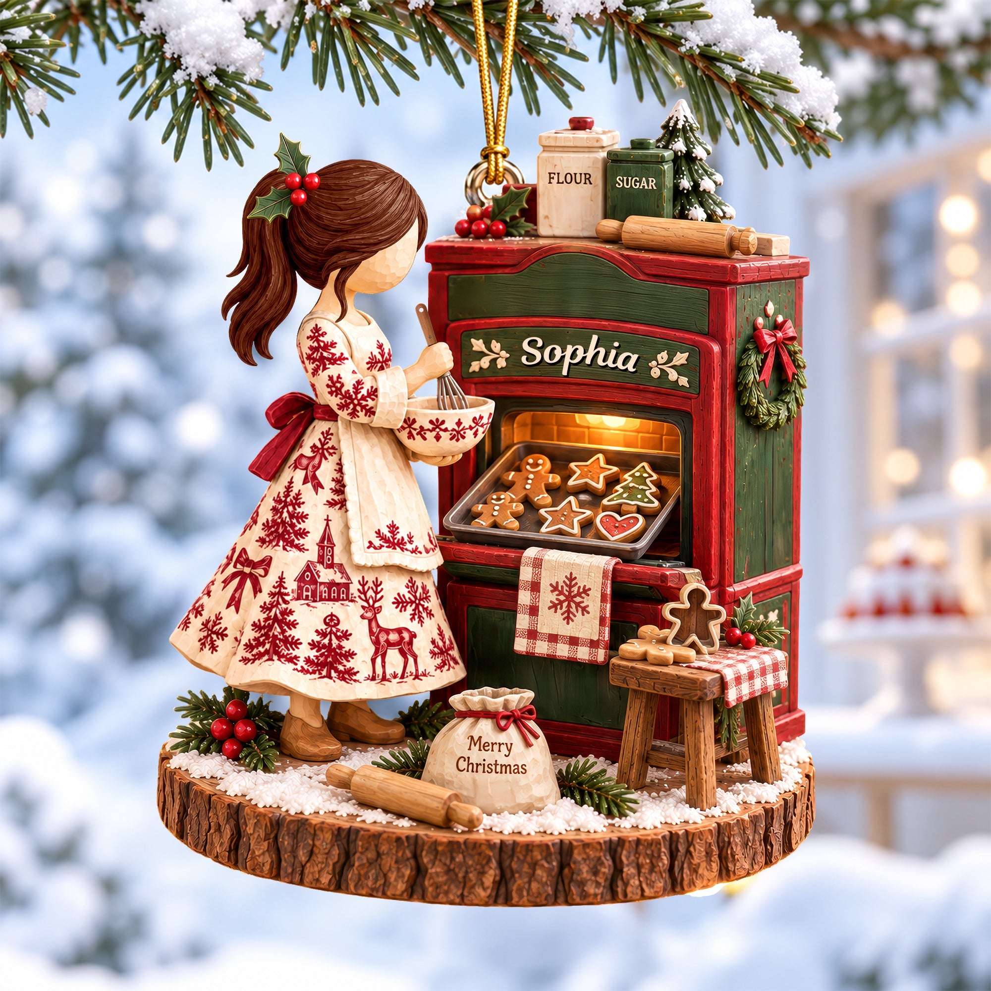 "Bake the World a Better Place" - Personalized Christmas Ornament for Bakers - Custom Gift for Friends, Family, and Baking Enthusiasts Ornament PopCulturePrints