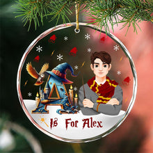 Load image into Gallery viewer, Personalized Movie Fan Crystal Glass Ornament - Christmas Wizard Theme
