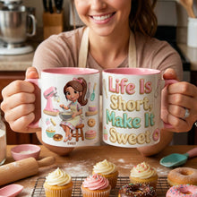 Load image into Gallery viewer, Life Is Short, Make It Sweet - Personalized Baking Girl Coffee Mug Coffee Mug PopCulturePrints
