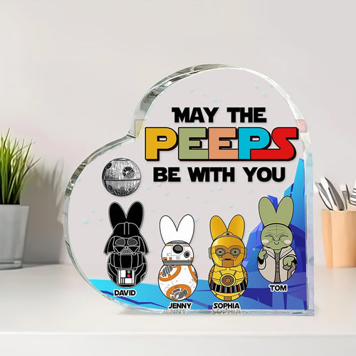 Personalized Easter Family Heart Plaque - May The Peeps Be With You Shaped Plaques PopCulturePrints