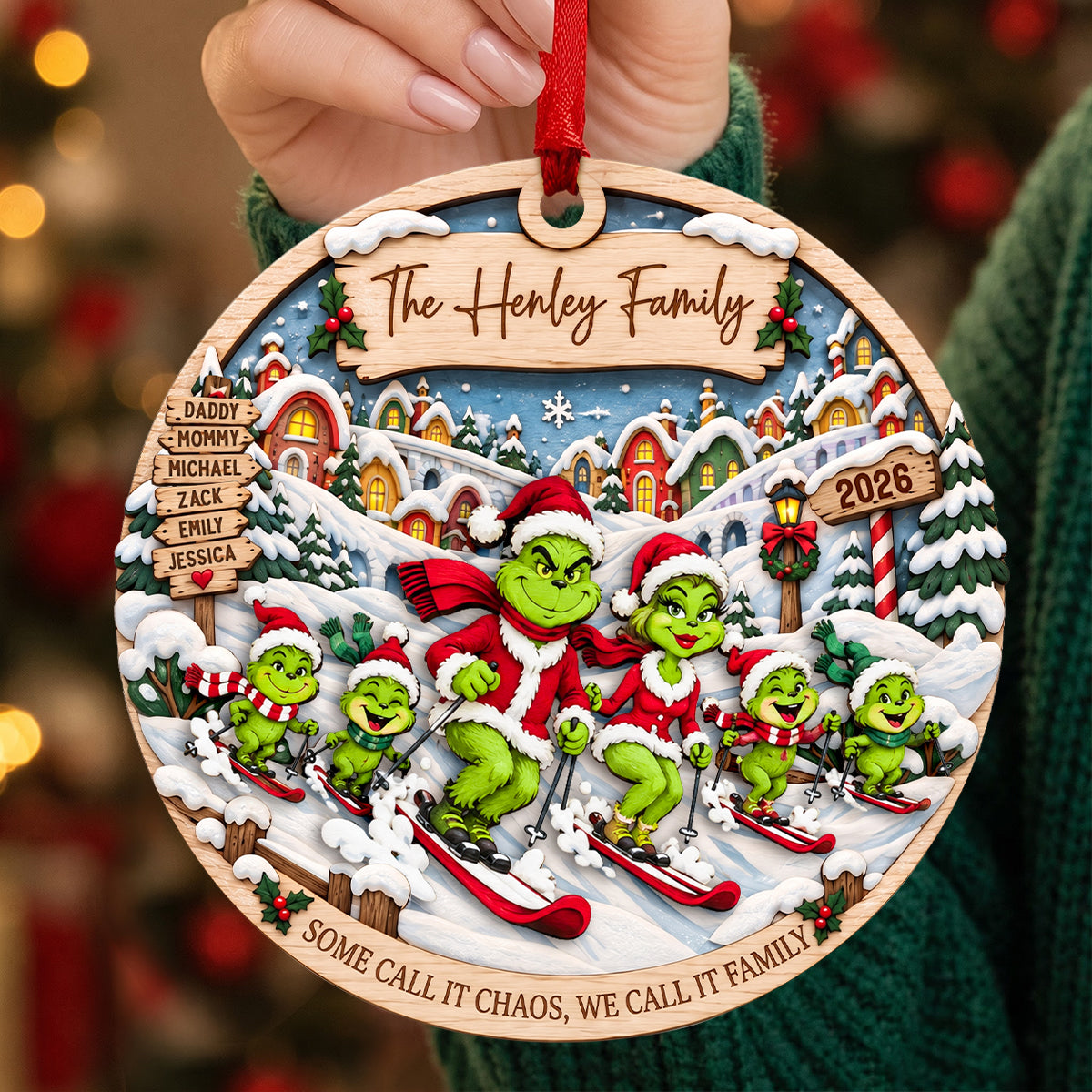 Some Call It Chaos, We Call It Family - Fun Skiing With Family Ornament - Personalized Gifts For Family Ornament PopCulturePrints