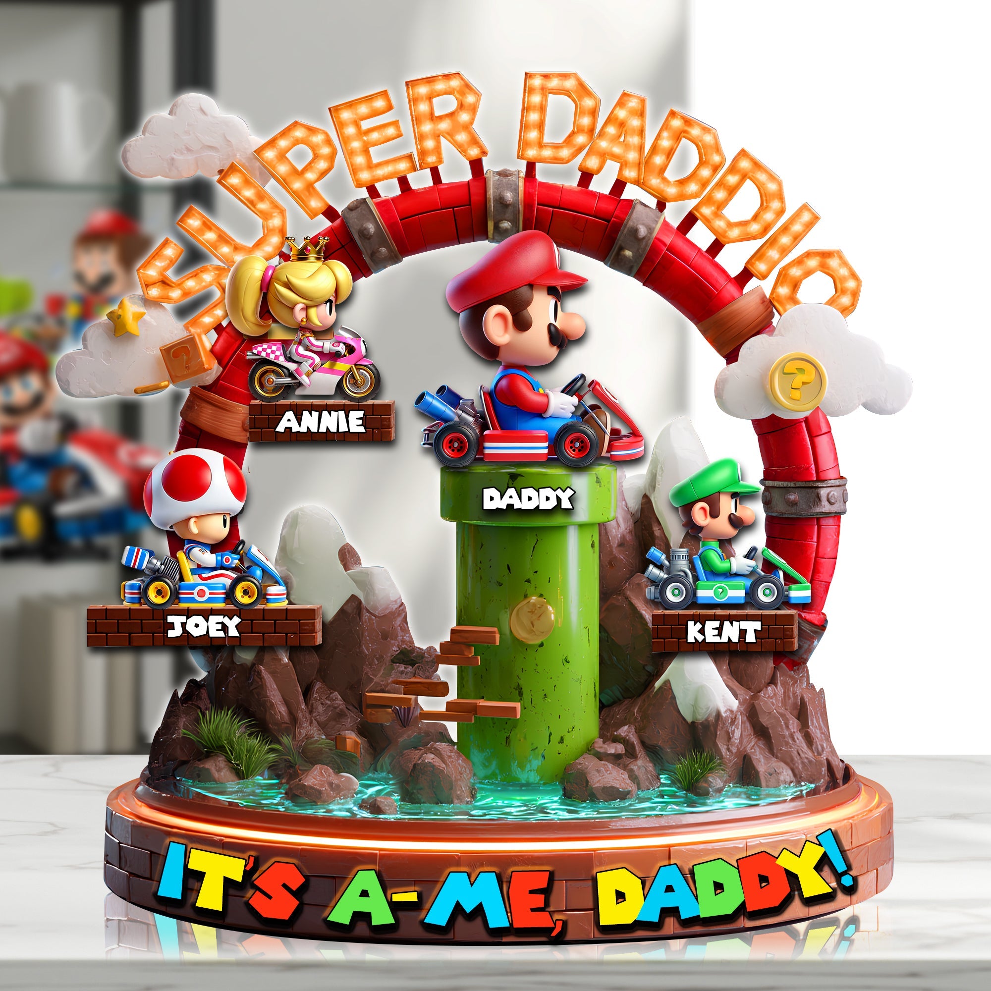 "It's-a-Me, Daddy!" - Custom Retro Runner Dad Acrylic Plaque - Personalized Gifts for Dads, Grandpas, and More Shaped Plaques PopCulturePrints