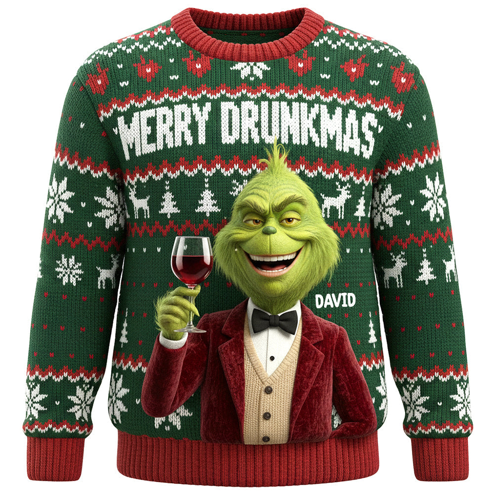 Merry Drunkmas! Perfectly Personalized Sweater for Drinking Lovers AOP Products PopCulturePrints