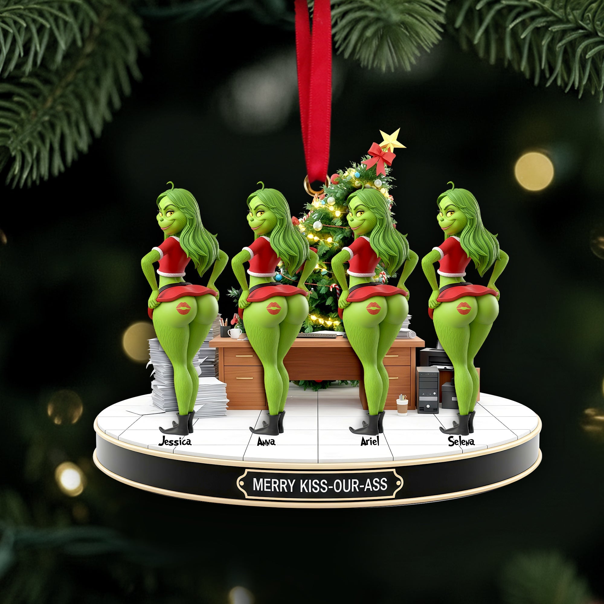 Merry Kiss-Our-Ass Ornament - Personalized Coworker Gifts for Christmas Ornament PopCulturePrints