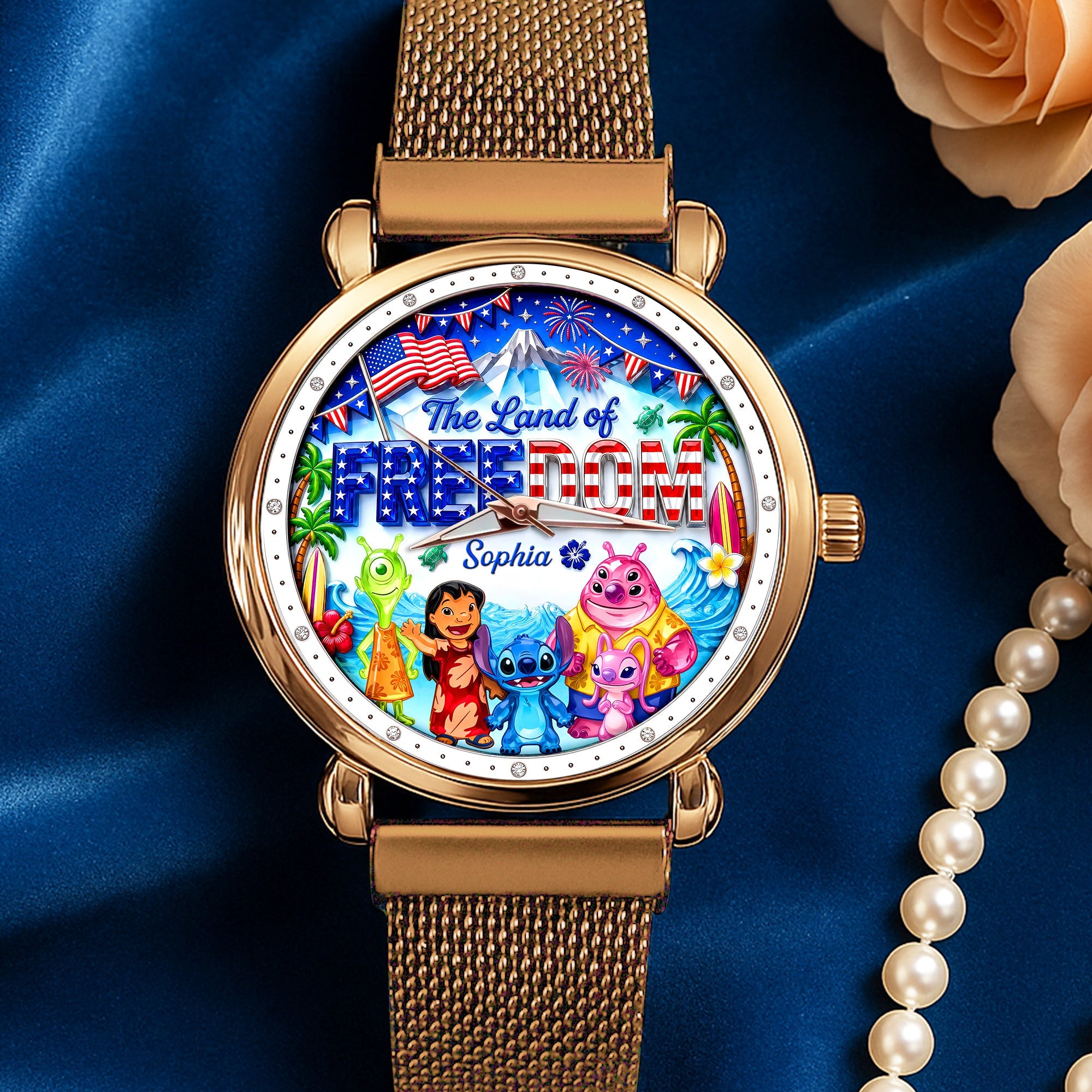 Time to Celebrate Freedom - Personalized Quartz Watch for Anniversaries, Birthdays, and Special Occasions Quartz Watch PopCulturePrints