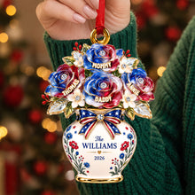 Load image into Gallery viewer, “Celebrate Family with Personal Touch” - Patriotic Flower Vase Ornament - Personalized Gifts for Family
