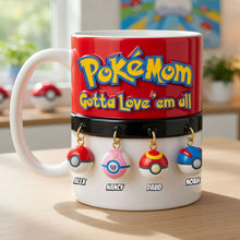 Load image into Gallery viewer, “Pokémon Mom: Gotta Love 'em All!” - Personalized Pocket Monster Coffee Mug - Perfect Gift for Mom, Grandma, and More! Coffee Mug PopCulturePrints
