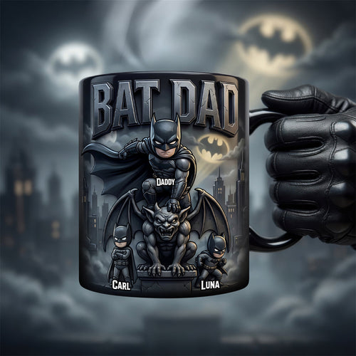 “Every Dad is a Superhero” - Bat Dad Coffee Mug - Personalized Gift for Dads, Grandpas & Fathers Coffee Mug PopCulturePrints