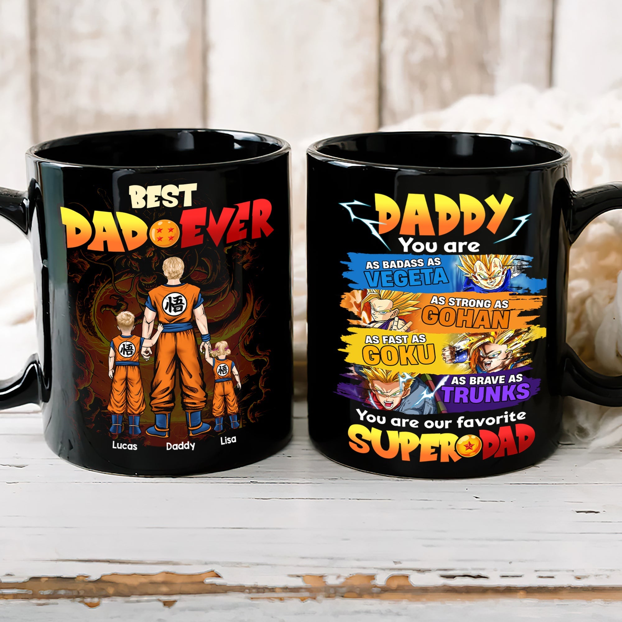 Best Dad Ever - Personalized Dragon Dad Coffee Mug for Father’s Day Coffee Mug PopCulturePrints