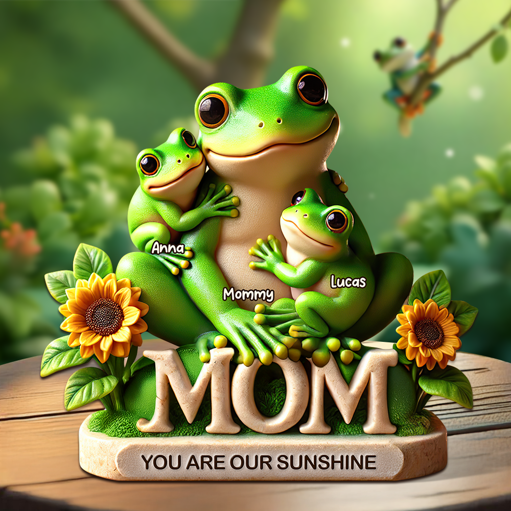 You Are Our Sunshine - Frog Mom Plaque - Personalized Gift For Mom Shaped Plaques PopCulturePrints