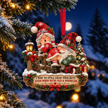 Load image into Gallery viewer, I Vow to Still Grab Your Butt - Playful Gnome Couple Ornament - Personalized Gift for Couples
