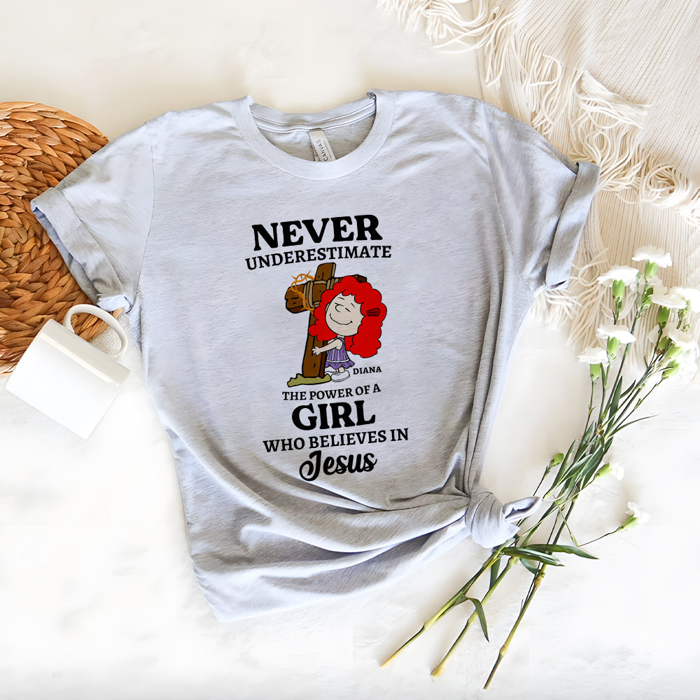 Personalized Christian Sweatshirt - Never Underestimate the Power of a Woman Who Believes in Jesus Shirts PopCulturePrints