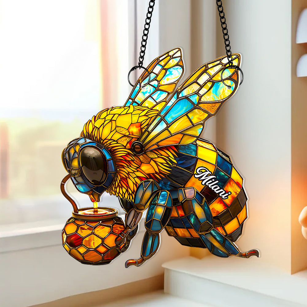 “Buzzing with Joy” – Bee Suncatcher Ornament - Personalized Gifts for Bee Lovers Ornament PopCulturePrints