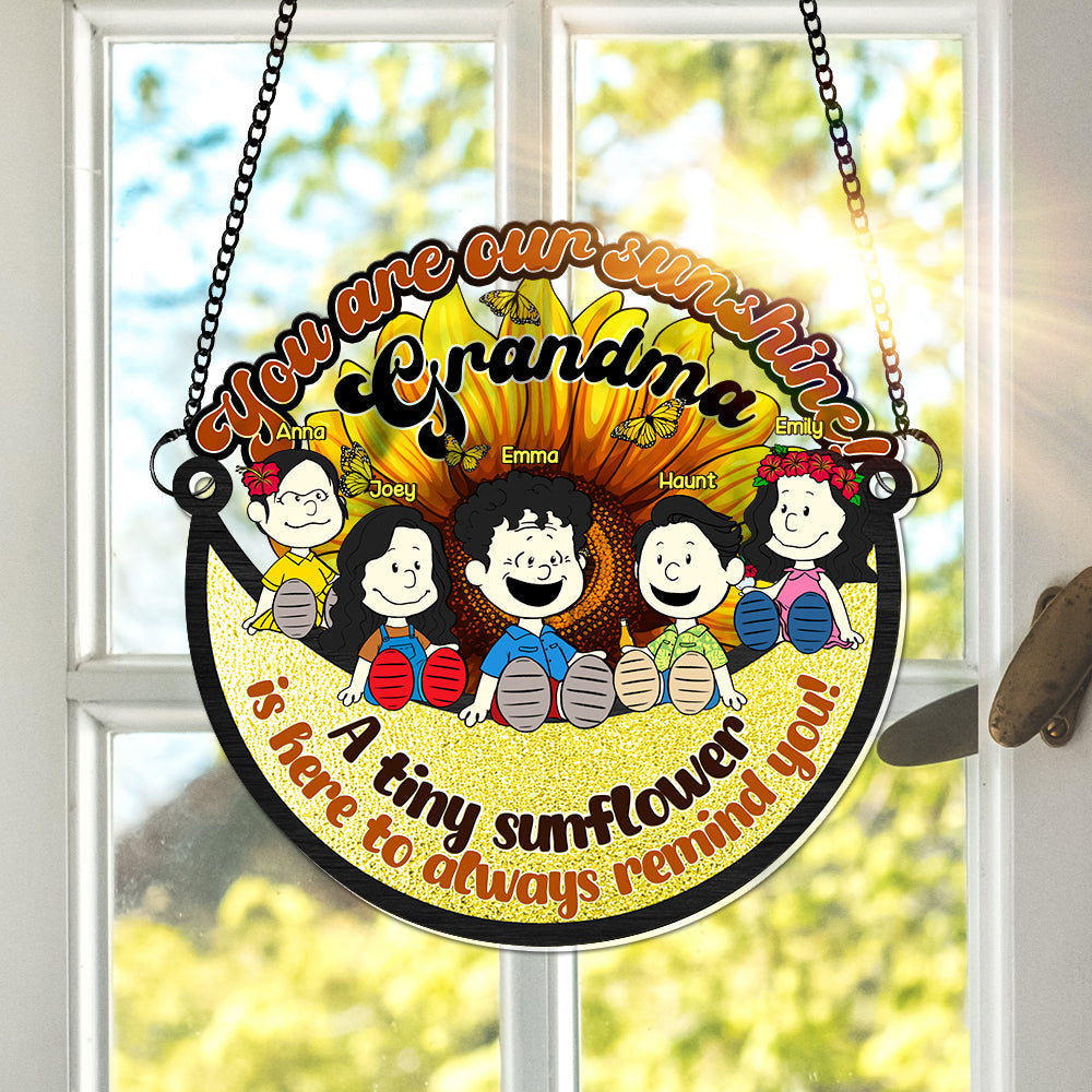 You are our sunshine, Grandma - Personalized Hanging Suncatcher Gift for Grandma Ornament PopCulturePrints