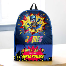 Load image into Gallery viewer, Personalized Superhero Kids Backpack - Custom Name Preschool Bag
