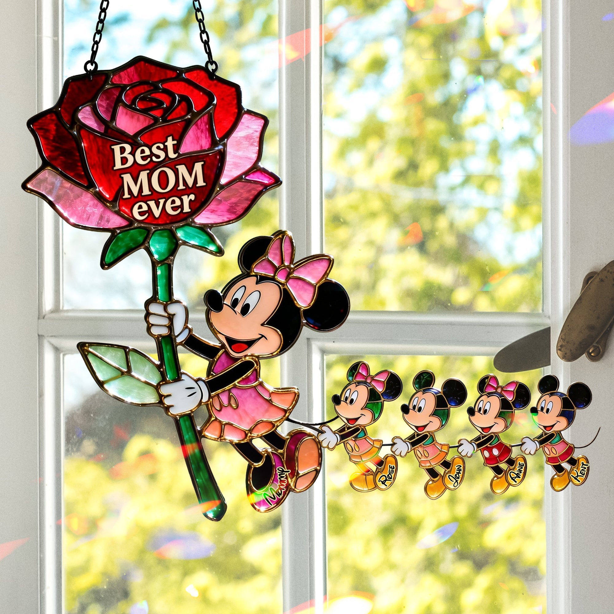 “Best MOM ever” - Personalized Mama’s Little Joys Suncatcher - Unique Gift for Mom and Grandma Ornament PopCulturePrints