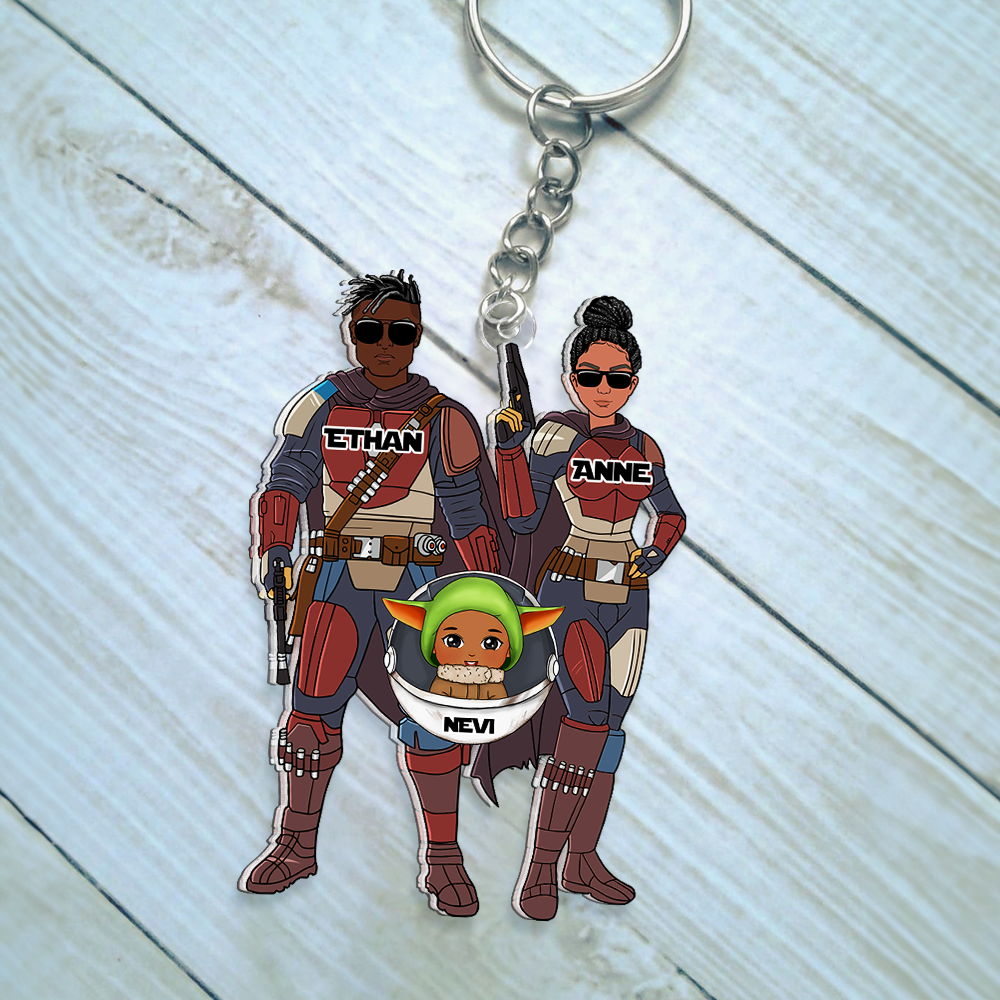 Galactic Family Personalized Keychain - Custom Space Adventure Gift Keychains PopCulturePrints