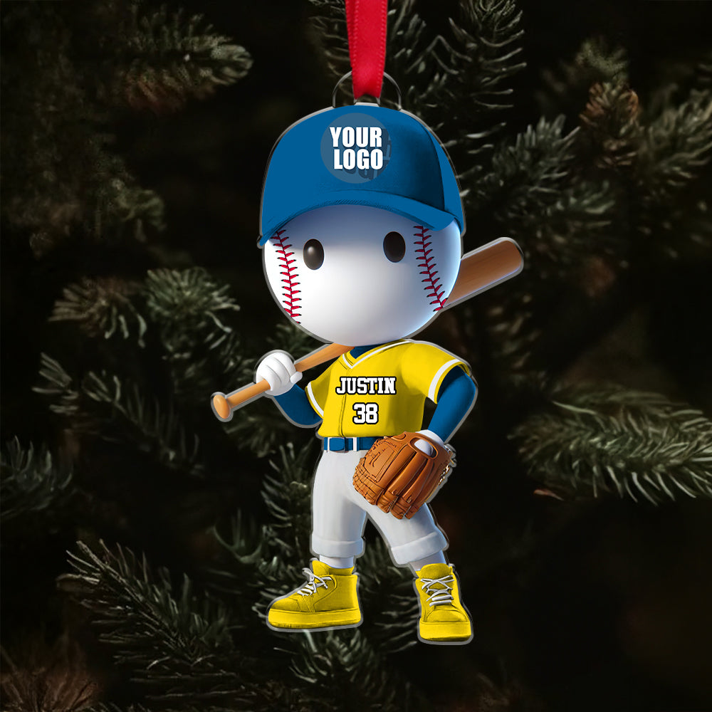 Custom Baseball Player Christmas Ornament - Personalized Gift