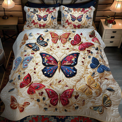 Enchanted Butterfly Quilt Bed Set - Perfect Gift for Butterfly Lovers Blanket PopCulturePrints