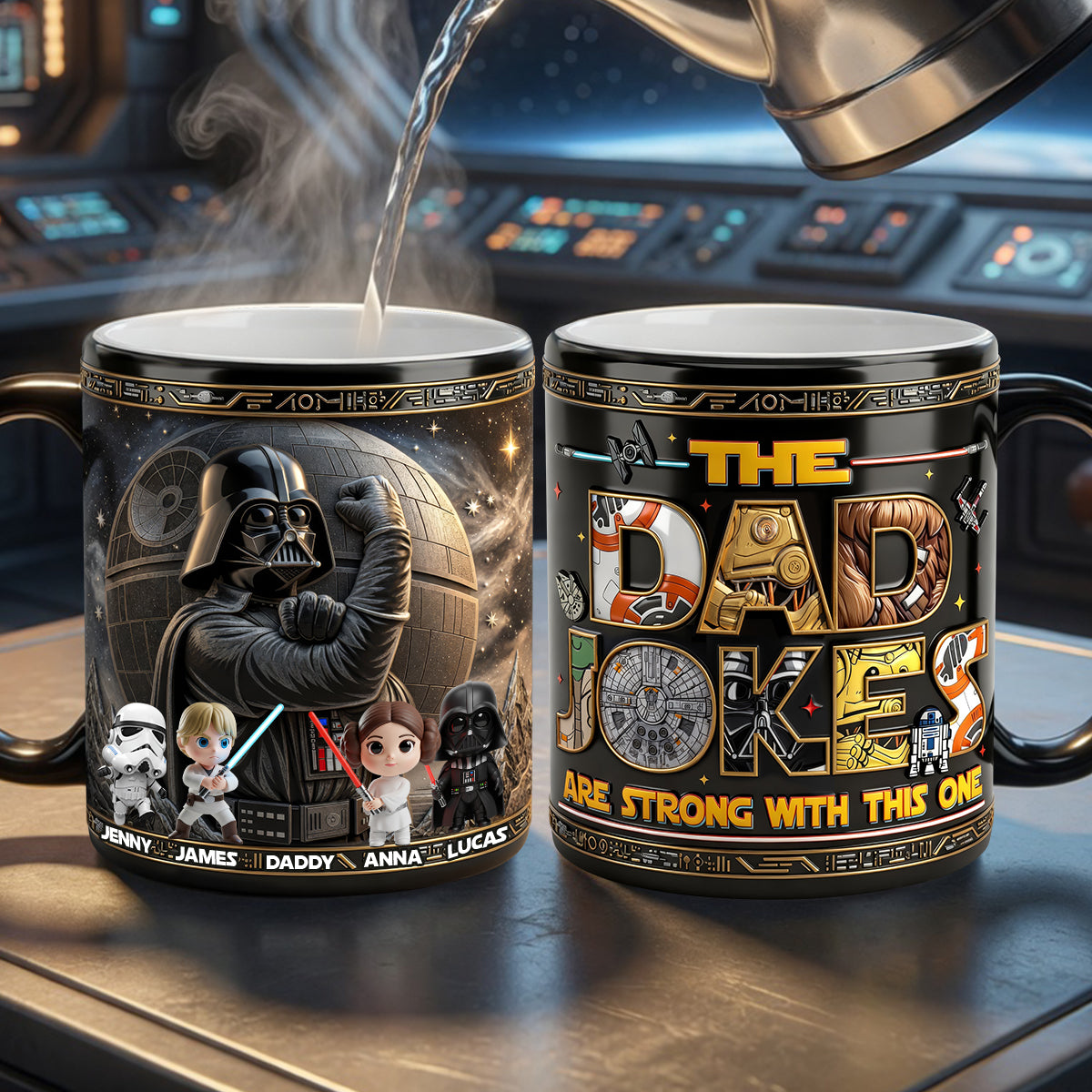 "The Dad Jokes Are Strong with This One" - Fun Dad Magic Mug, Personalized Gift for Dads, Grandpas, and Anyone Who's a Father Figure Coffee Mug PopCulturePrints