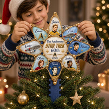 Load image into Gallery viewer, “Make Every Christmas a Stellar Experience!” - Galactic Adventure Christmas Tree Topper - Personalized Gifts for Family, Friends, and Fans Ornament PopCulturePrints
