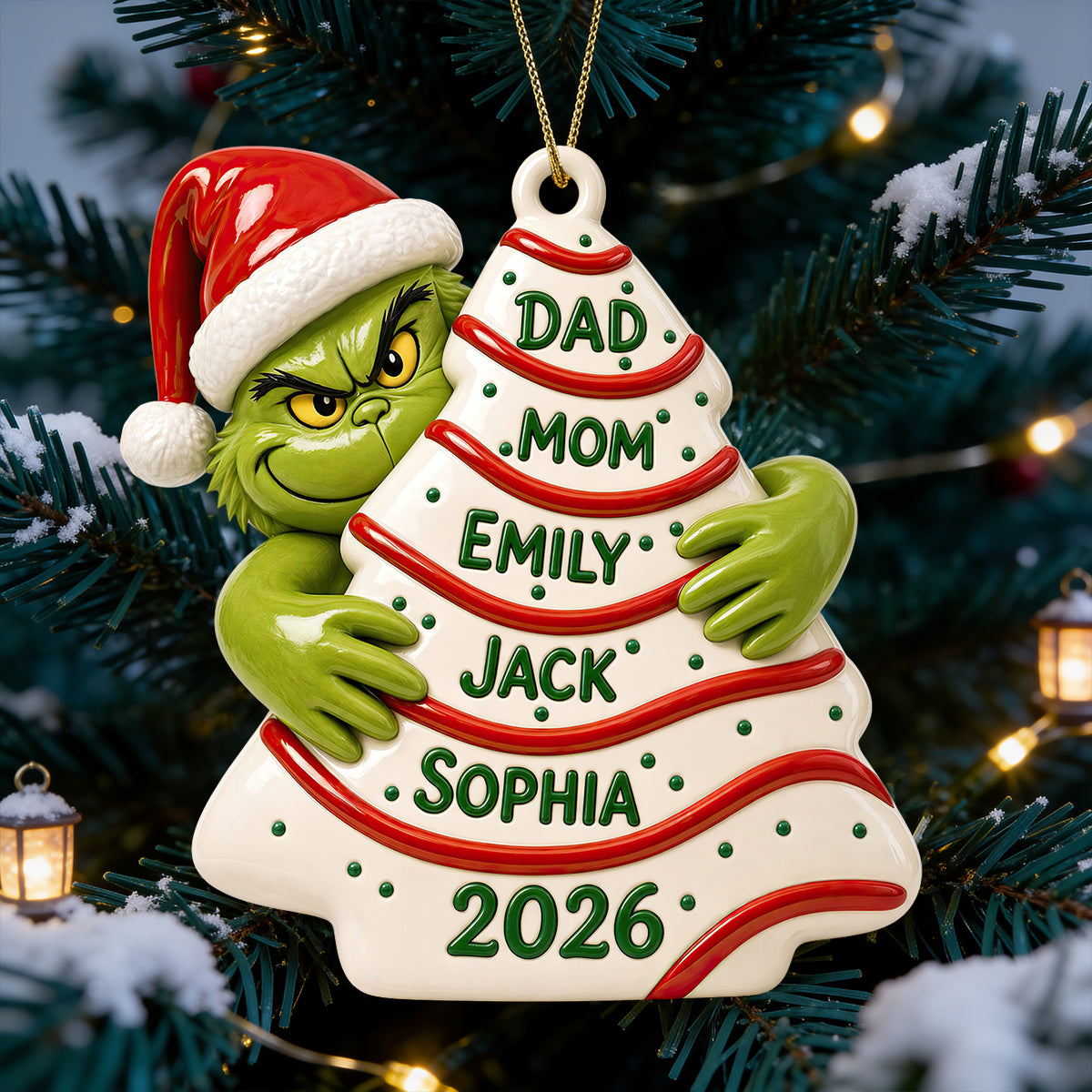 "Celebrate Togetherness This Christmas!" - Personalized Grinch Family Ornament - Custom Gift for Families, Friends, and Loved Ones Ornament PopCulturePrints