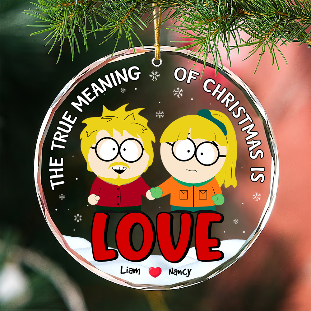 Personalized Cartoon Couple Christmas Ornament - Celebrate Love Ornament PopCulturePrints