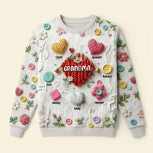 Load image into Gallery viewer, Grandma Knitting With Heart Sweater - Custom Gifts for Grandma &amp; Mom AOP Products PopCulturePrints
