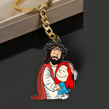 Load image into Gallery viewer, Personalized Jesus Love Keychain Gift for Christians Keychains PopCulturePrints
