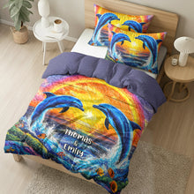 Load image into Gallery viewer, Personalized Dolphin Couple Quilt Bedding Set - A Touch of Ocean Magic Blanket PopCulturePrints
