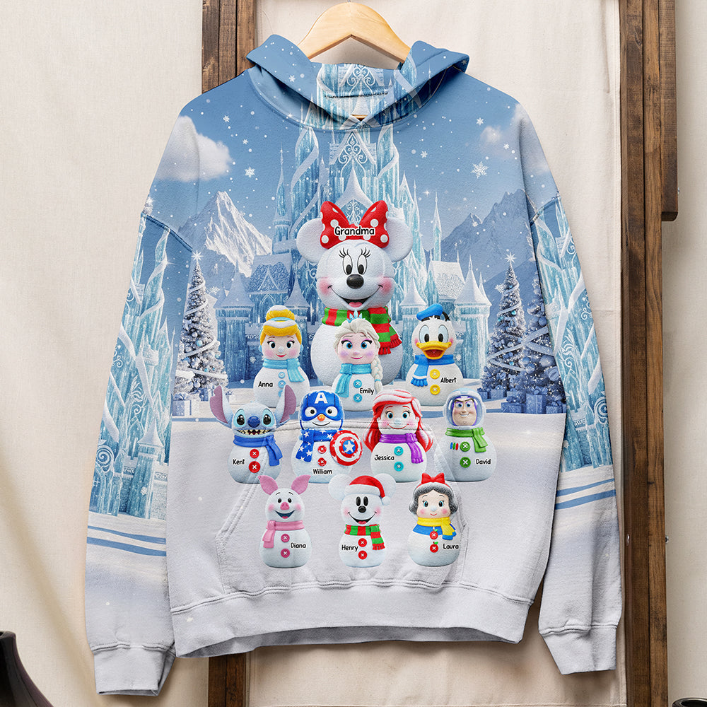 "Grandma's Favorite Characters Unite!" - Personalized Cartoon Characters 3D Sweatshirt - Gift for Grandma, Mom, and Loved Ones AOP Products PopCulturePrints