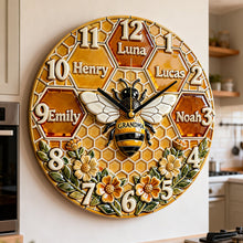 Load image into Gallery viewer, “Sweet Moments with Grandma” - Personalized Grandma Bee Acrylic Hanging Wall Clock - Custom Gift for Grandma, Mom, and Family Hanging Wall Clock PopCulturePrints
