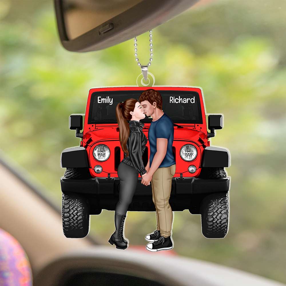 Personalized Couples Car Ornament - Kiss & Ride Customizable Gift