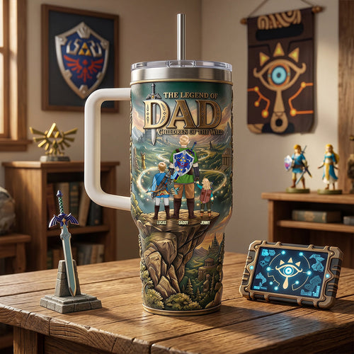 “Adventure Awaits for Dad!” - The Legend Of Dad Tumbler Handle, Personalized Gift for Fathers, Grandpas, and Dads Tumbler Cup PopCulturePrints