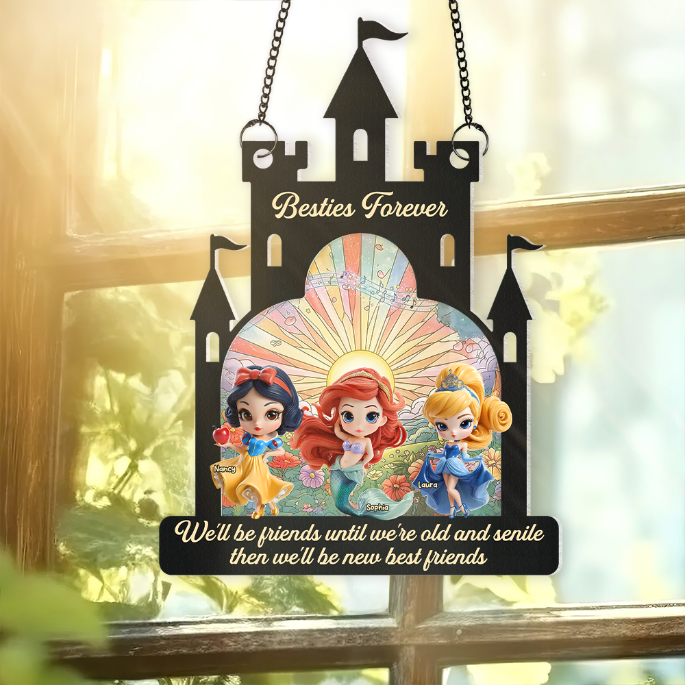 Besties Forever Suncatcher Ornament - Personalized Gift for Princess Lovers Ornament PopCulturePrints