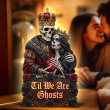 Load image into Gallery viewer, "Til We Are Ghosts" - Gothic Skeleton Couple Acrylic Light Box - Personalized Gift for Couples, Lovers and Friends Light Box PopCulturePrints
