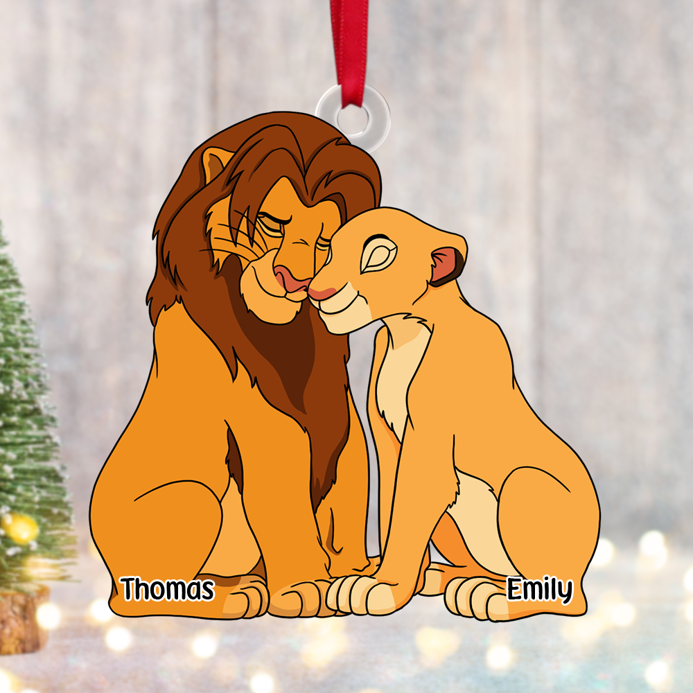 Personalized Family Christmas Ornament with Lion Themed Design Ornament PopCulturePrints