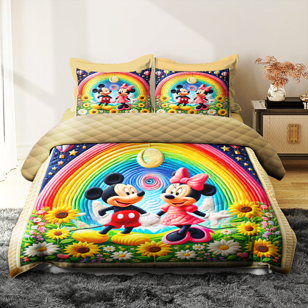 Personalized Mickey & Minnie Couple Quilt Bed Set Blanket PopCulturePrints