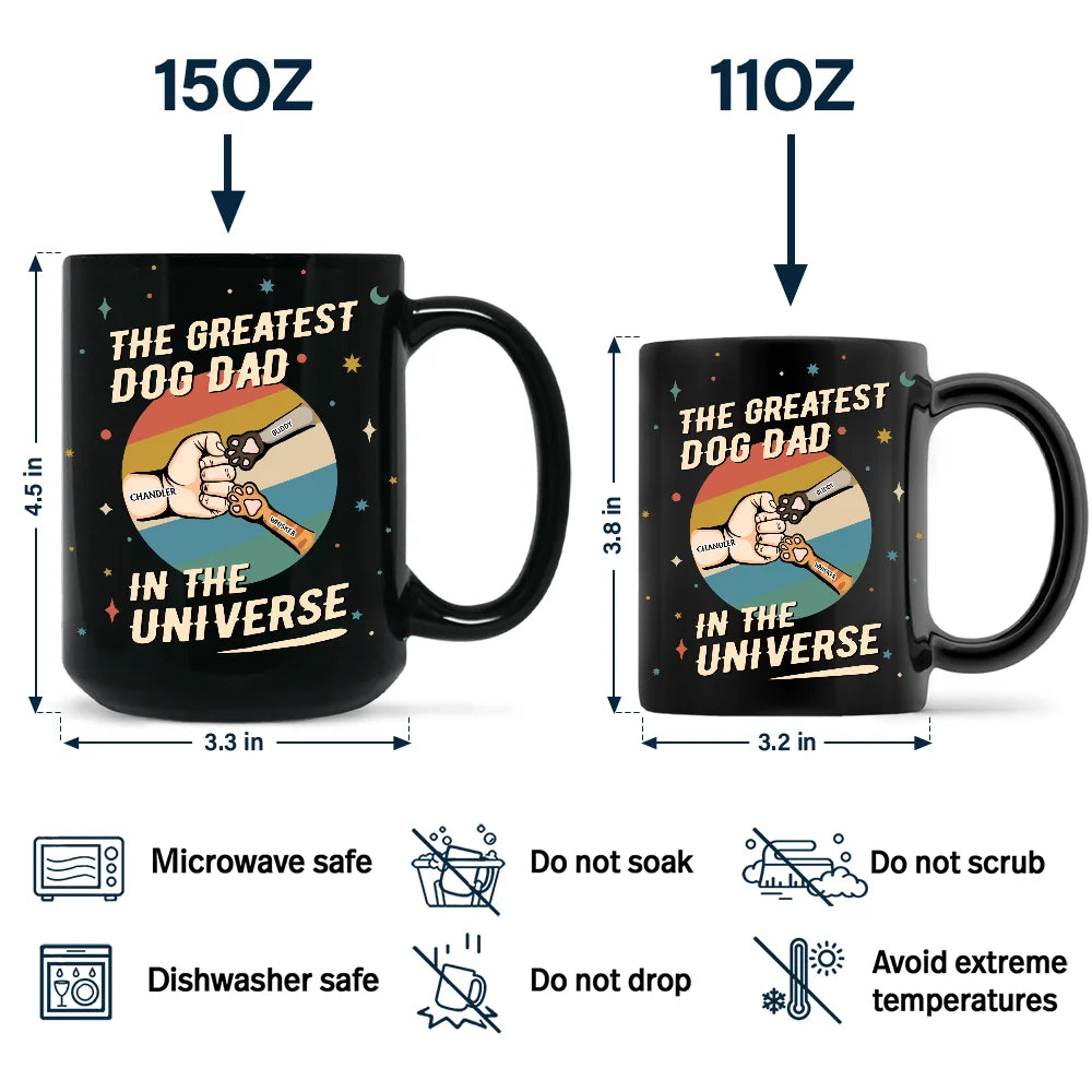 The Greatest Dog Dad In The Universe - Personalized Black Mug Mug PopCulturePrints