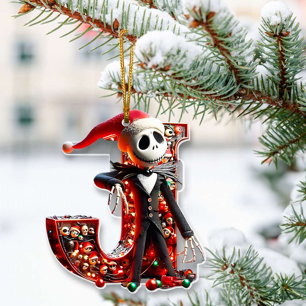 Personalized Christmas Ornament - Festive Alphabet Design Ornament PopCulturePrints