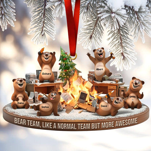Bear Team Ornament - Personalized Gift for Coworkers - Perfect for Team Celebrations Ornament PopCulturePrints