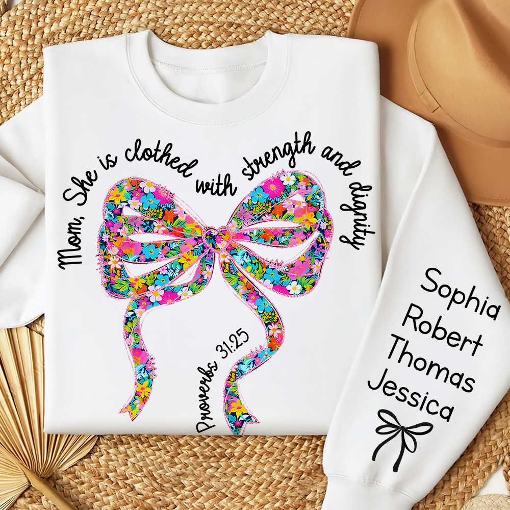 Mom, She is clothed with strength and dignity - Personalized 3D Shirt for Mom and Grandma AOP Products PopCulturePrints