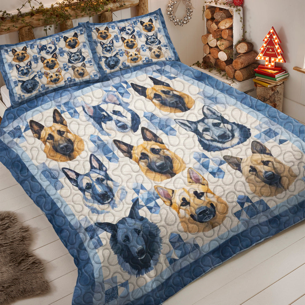 German Shepherd Christmas Quilt Bed Set - Perfect Gift for Dog Lovers Blanket PopCulturePrints