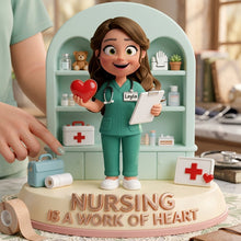 Load image into Gallery viewer, Nursing is a Work of Heart - Personalized Acrylic Plaque for Nurses Shaped Plaques PopCulturePrints
