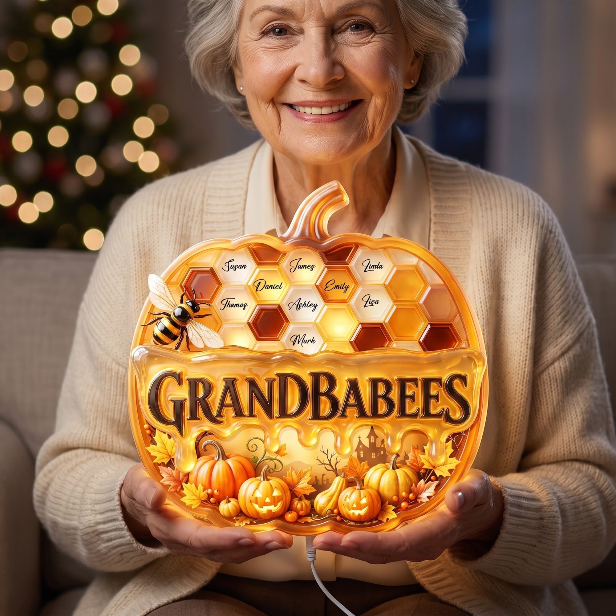 Illuminate Memories: Personalized Grandbabees Light Box - Unique Halloween Gift for Grandparents and Loved Ones