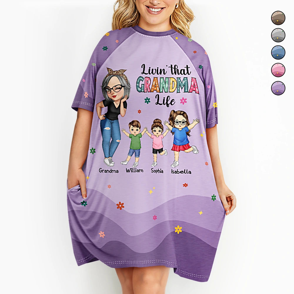 Livin' That Grandma Life - Personalized Women's Sleep Tee - Perfect Gift for Grandma and Moms! Women's Sleep Tee PopCulturePrints