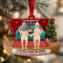 Load image into Gallery viewer, “It’s You and Me Babe” – Personalized Couple Christmas Ornament – Unique Gift for Couples Ornament PopCulturePrints
