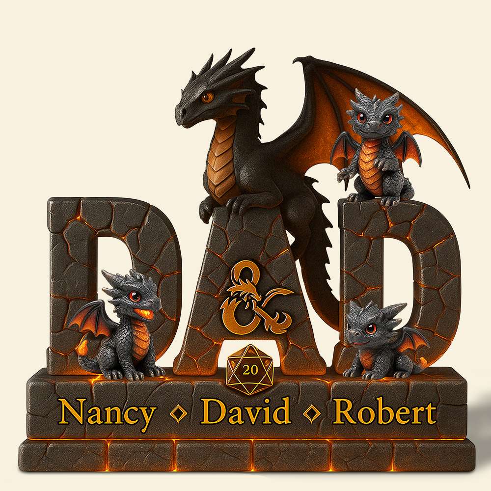 “Unleash Your Inner Dragon” - Fire Dragon Dad Acrylic Plaque - Personalized Gift for Dad, Grandpa, or Any Special Father Shaped Plaques PopCulturePrints